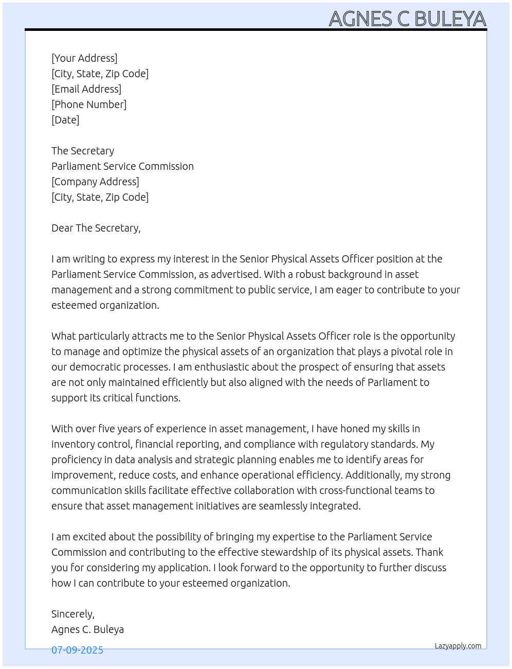 Cover letter for senior physical - 0L448vkxGKpvWgS9SRPe 