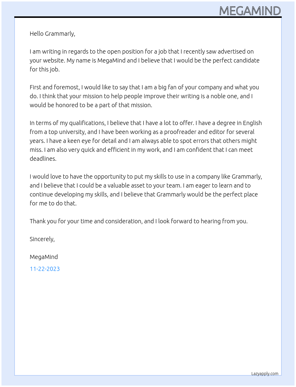 job At Grammarly Cover Letter