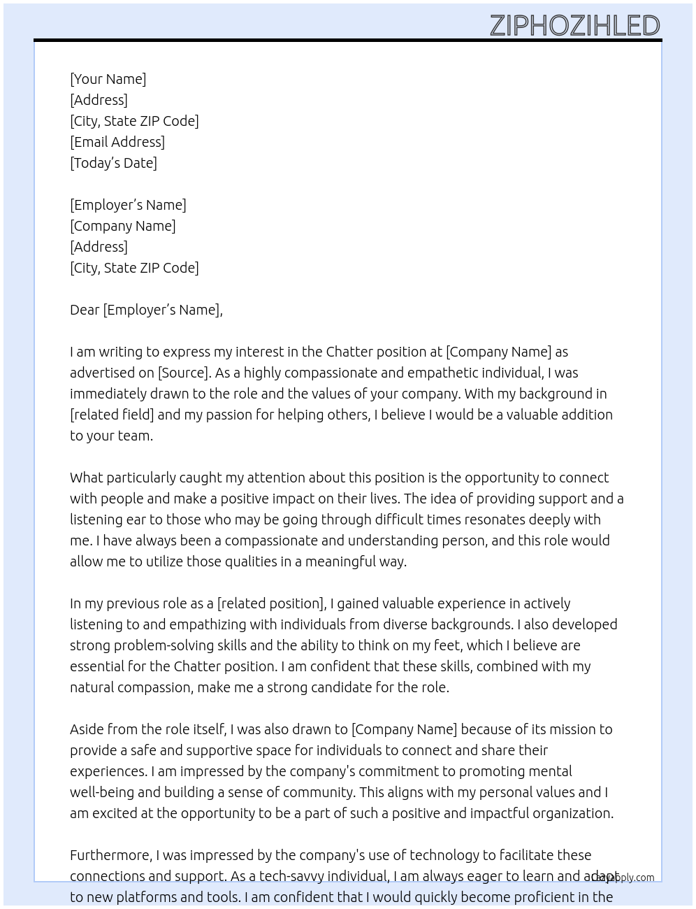 chatter At chatting Cover Letter