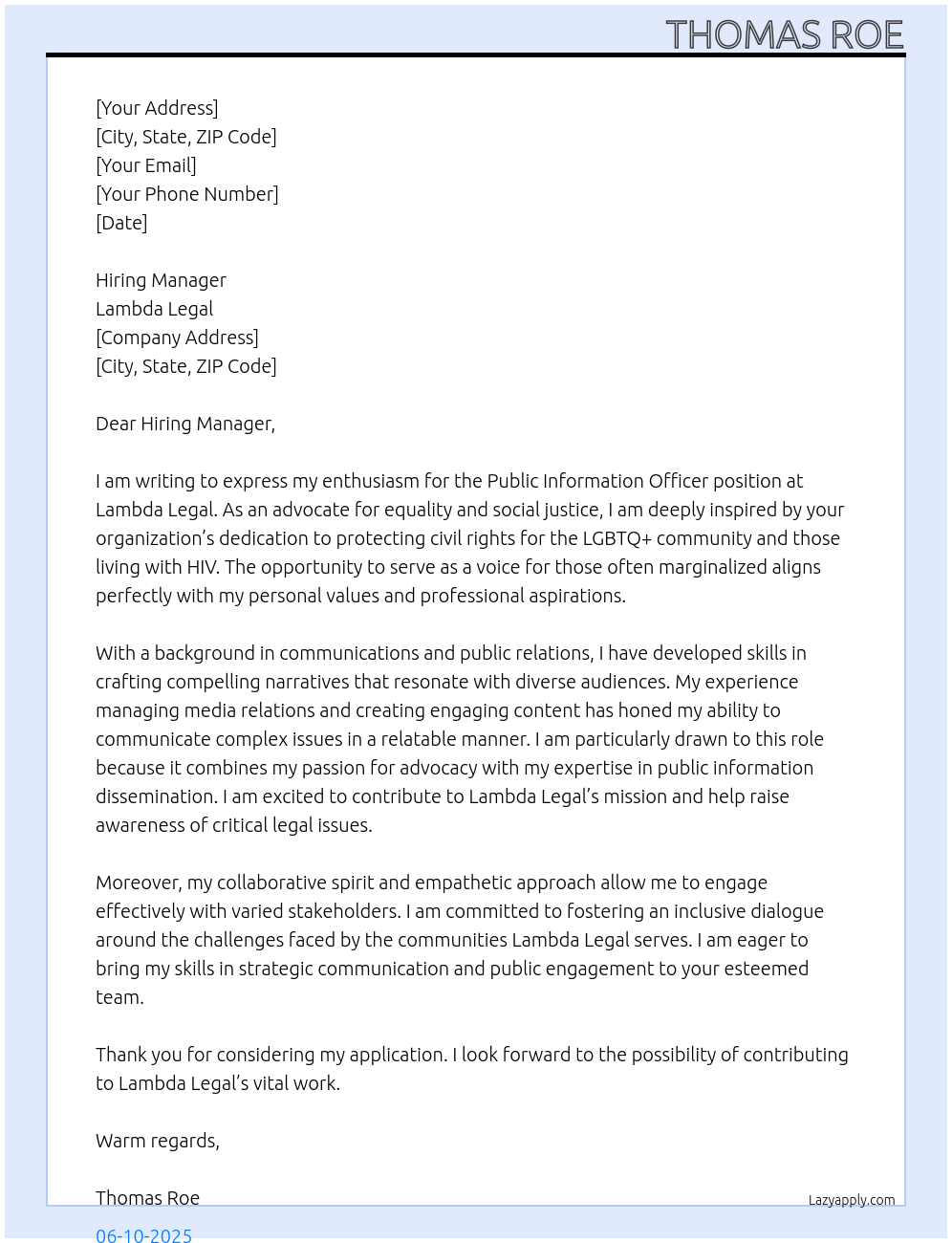 Cover letter for public information officer - LazyApply