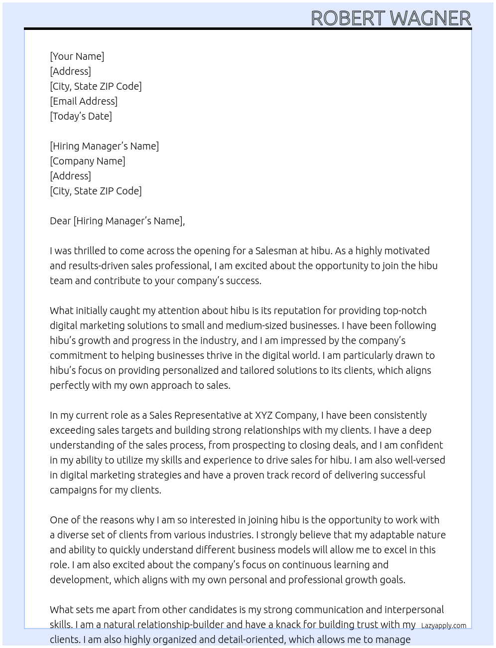 salesman At hibu Cover Letter