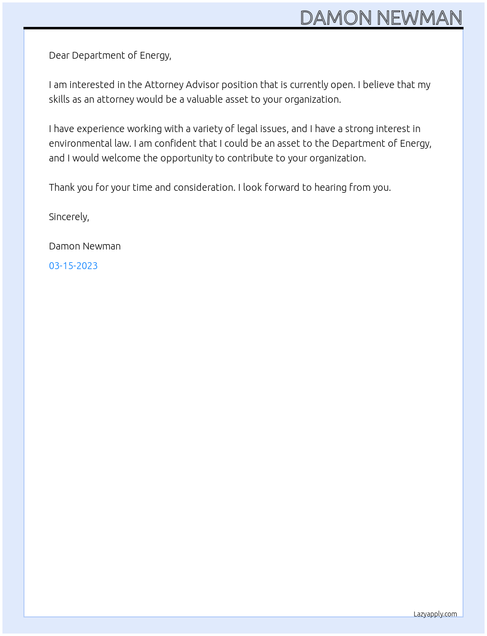 Attorney Advisor At US Government Cover Letter