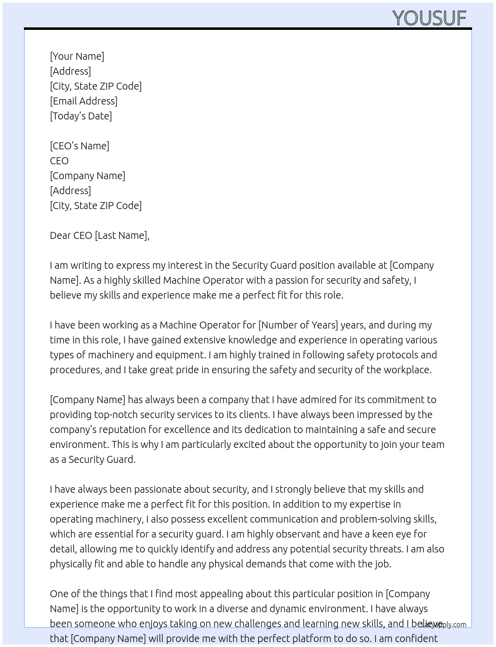 Security guard At Other Cover Letter