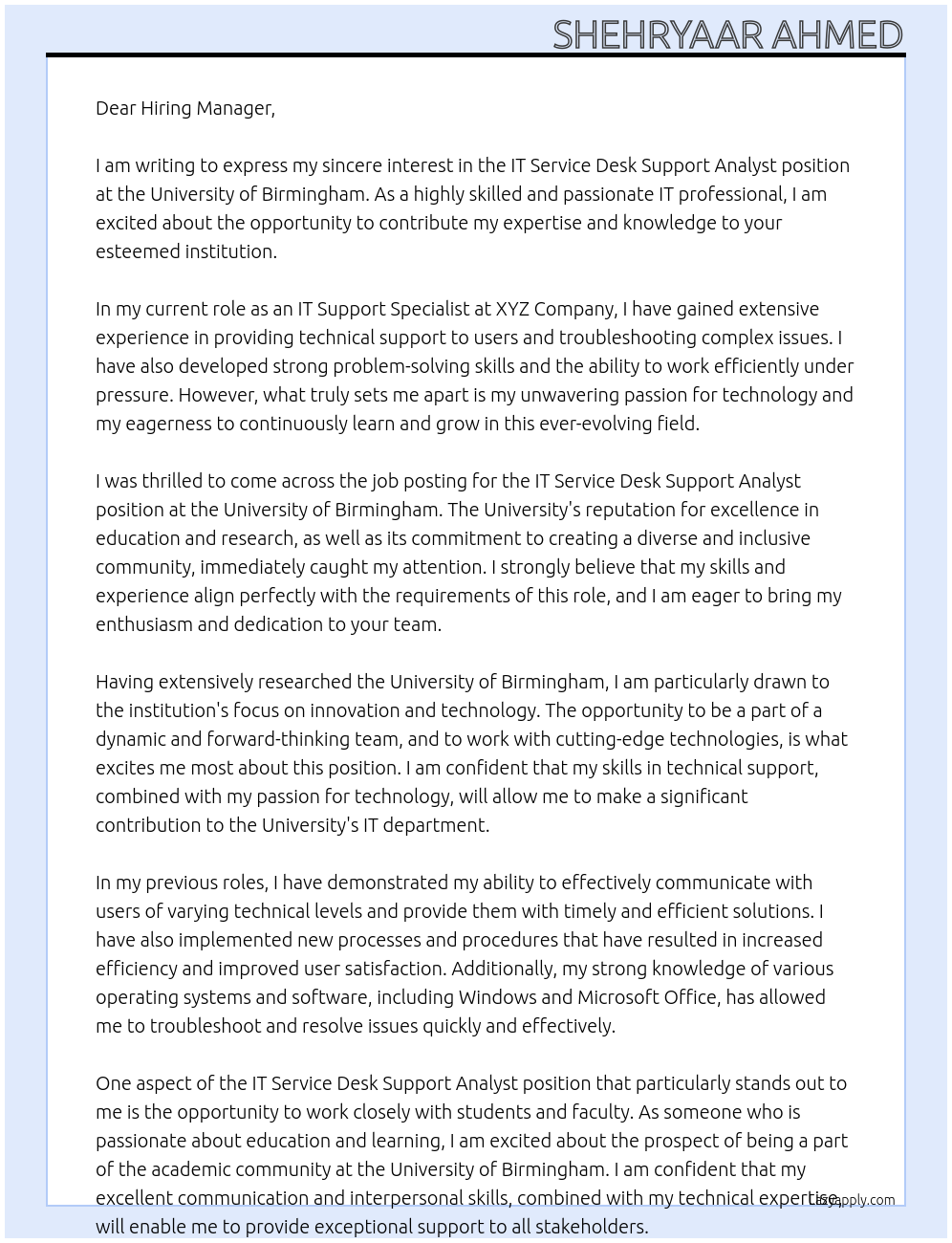 Cover letter for https://edzz.fa.em3.oraclecloud.com/hcmui/candidateexperience/en/sites/cx_6001/job/6401/?utm_medium=jobshare&utm_source=external+job+share    view more jobs it service desk support analyst - LazyApply