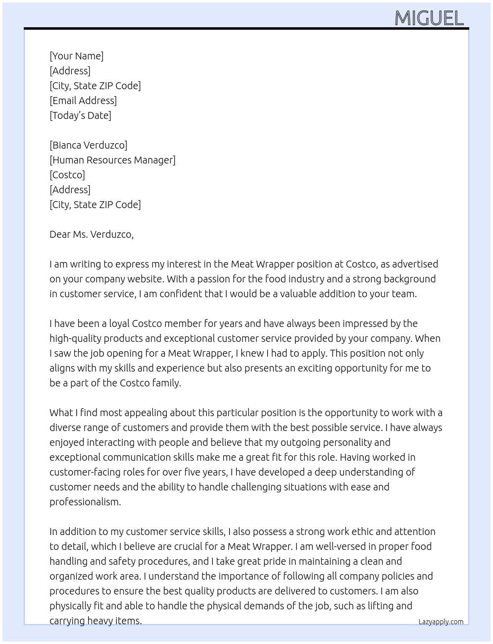Cover letter for meat wrapper - LazyApply