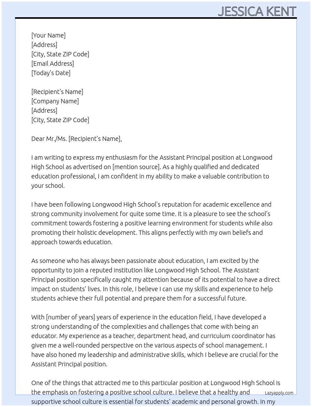 Assistant Principal At Longwood High School Cover Letter