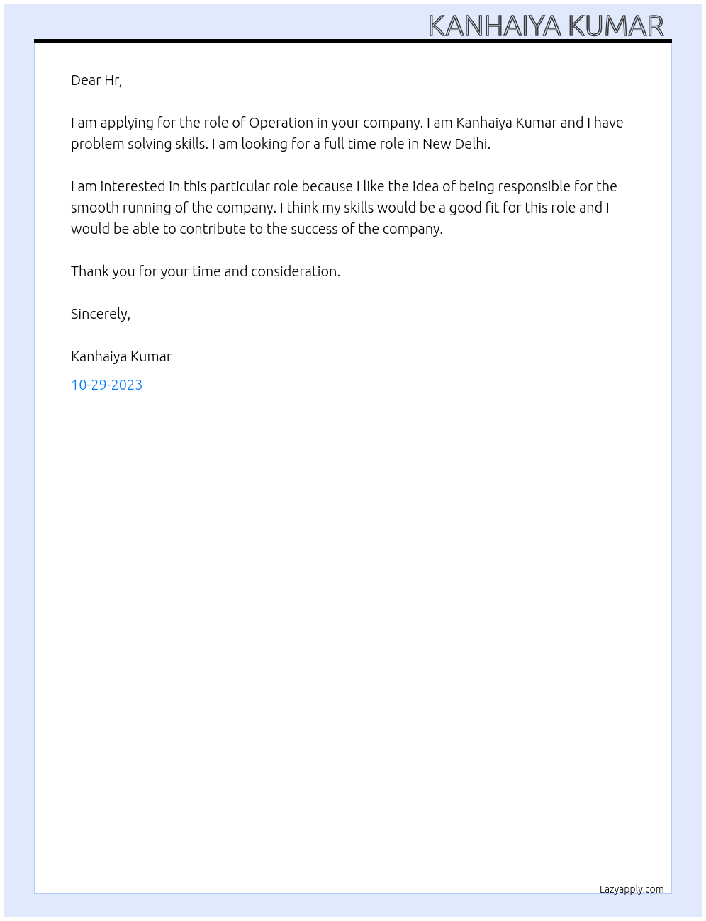 Operation At Game test Cover Letter