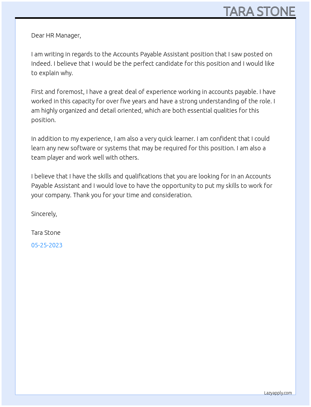 Accounts Payable Assistant At Indeed Cover Letter