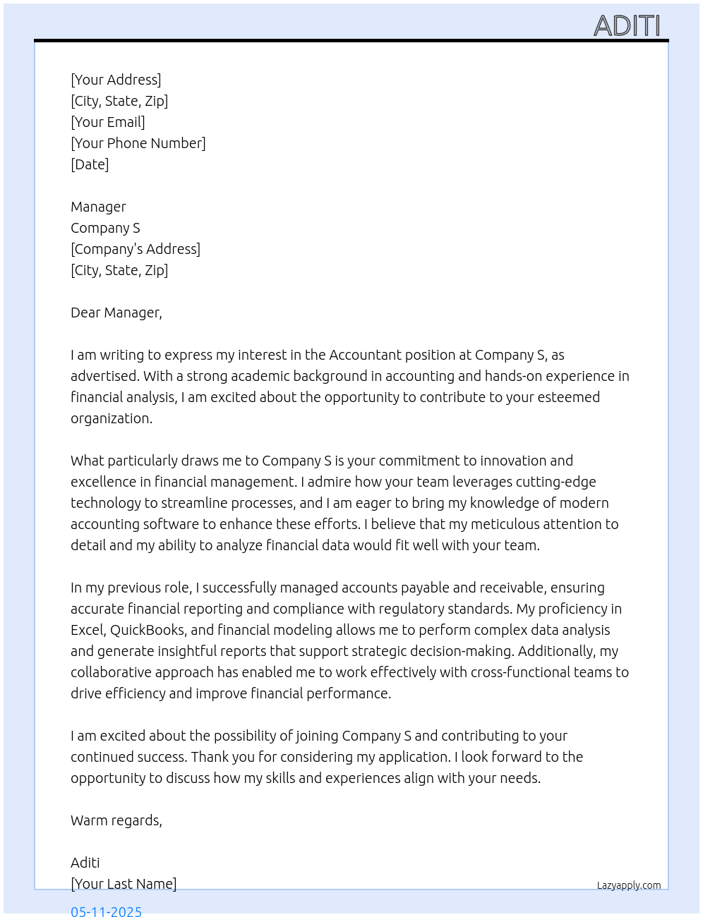 accountant  At s Cover Letter