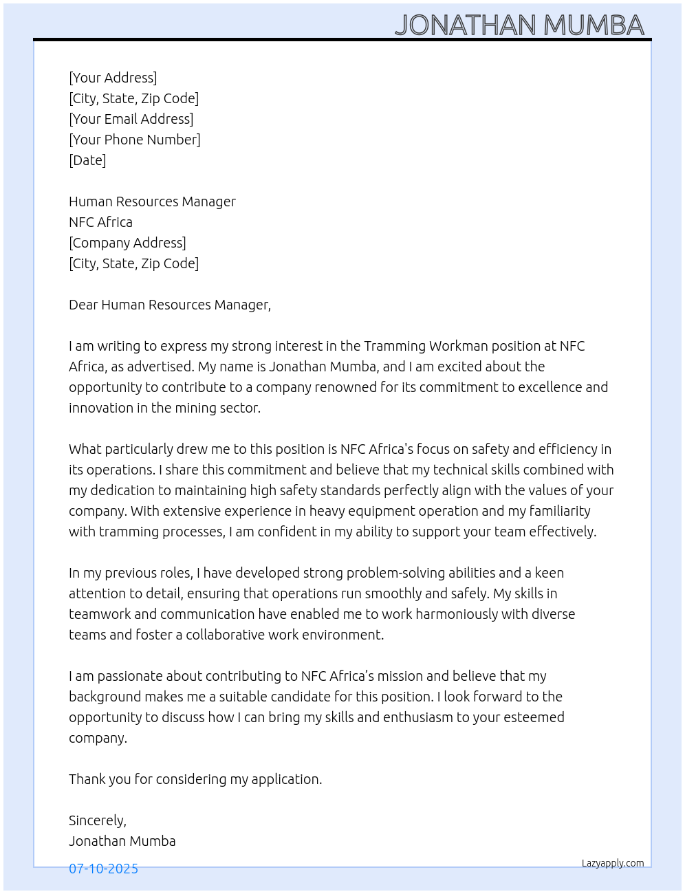 Cover letter for tramming workman - 5XdPpRVAd1p5xoargitY 