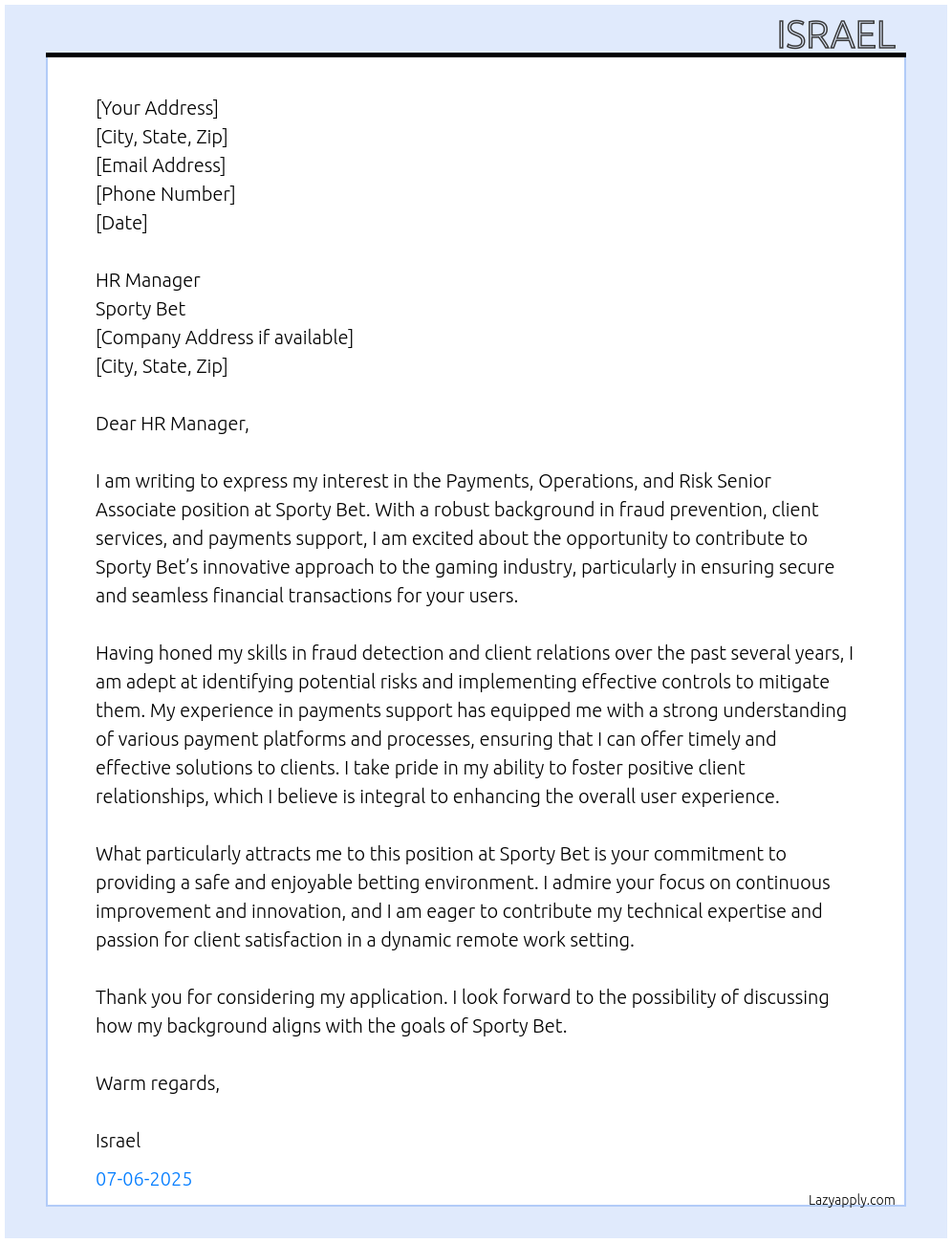 Cover letter for payments operations - 5vNL6t3bv6tbH0qCP5AN 