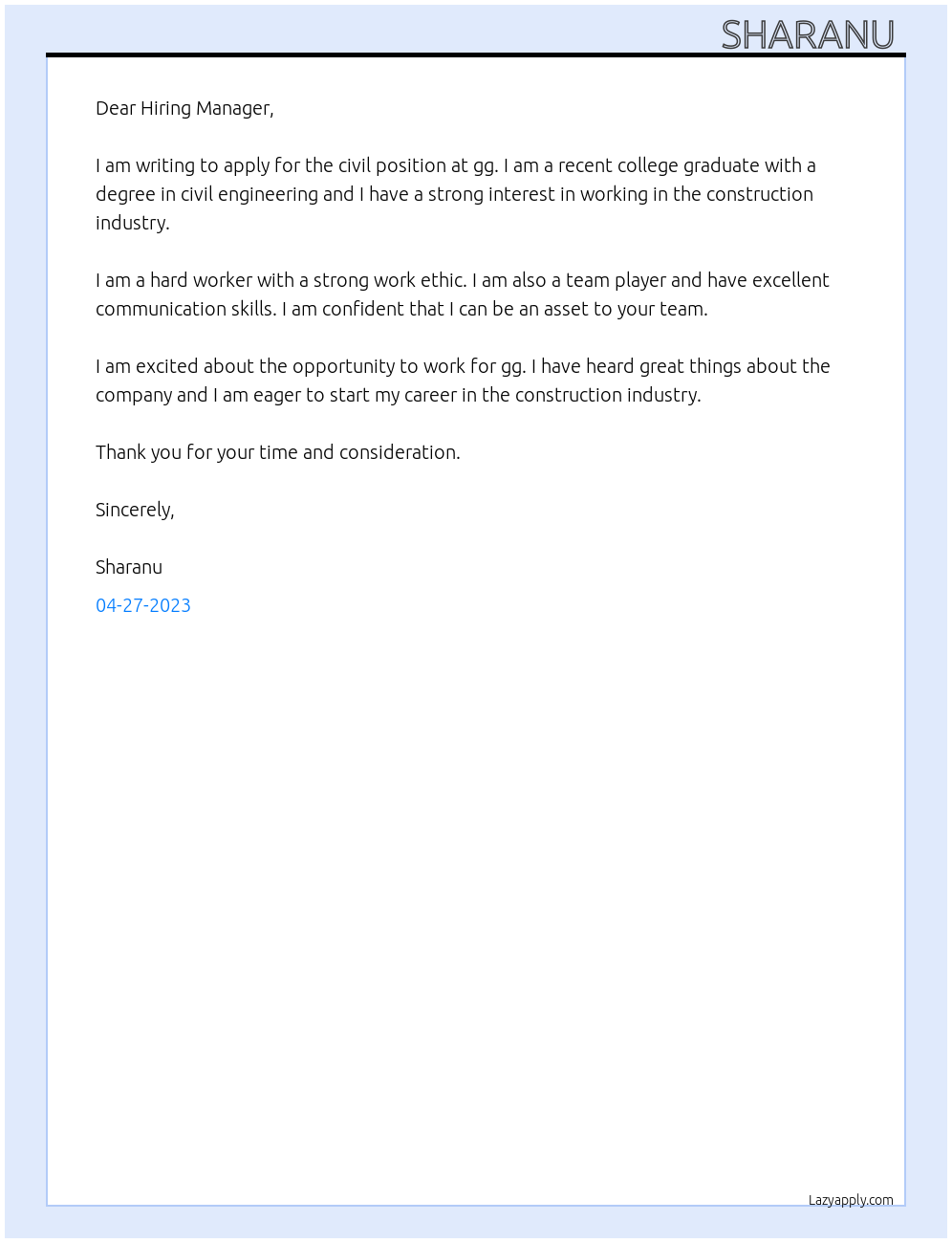 civil  At gg Cover Letter