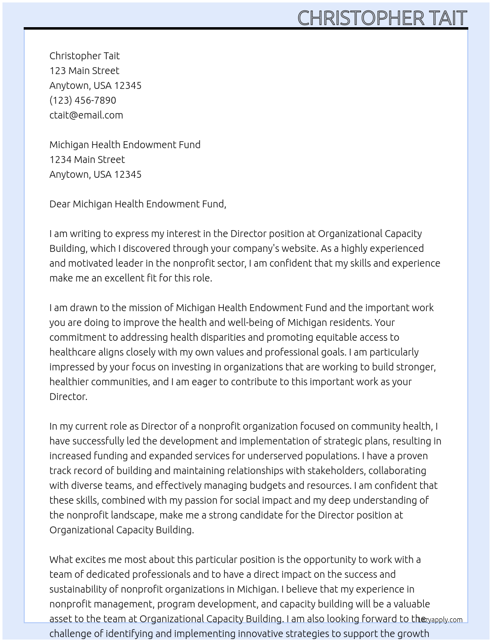 Director At Organizational Capacity Building Cover Letter