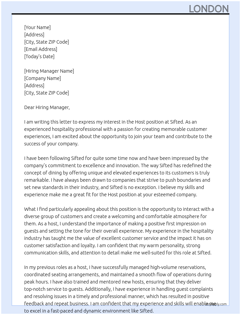 Host At Sifted Cover Letter