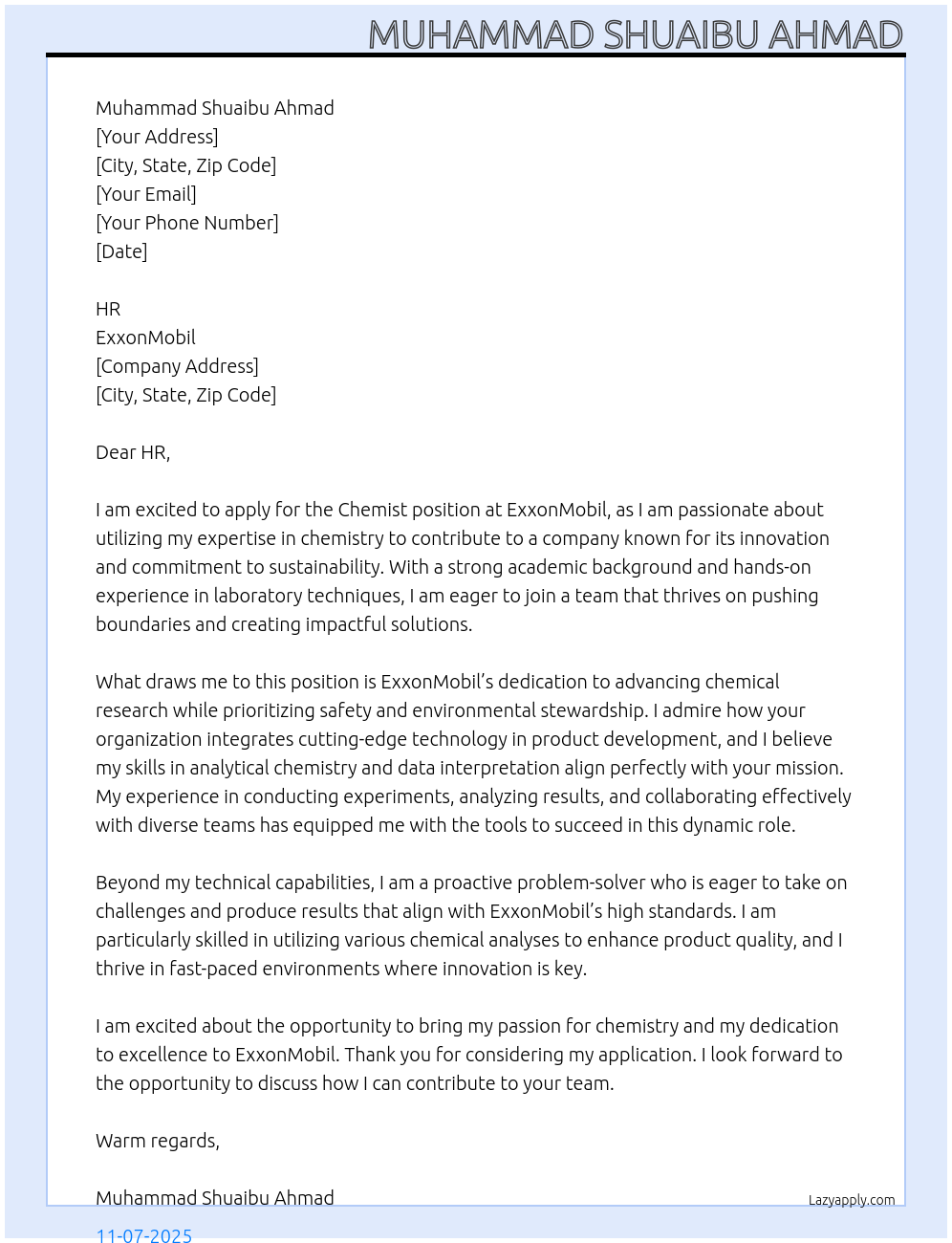 Cover letter for chemist - LazyApply