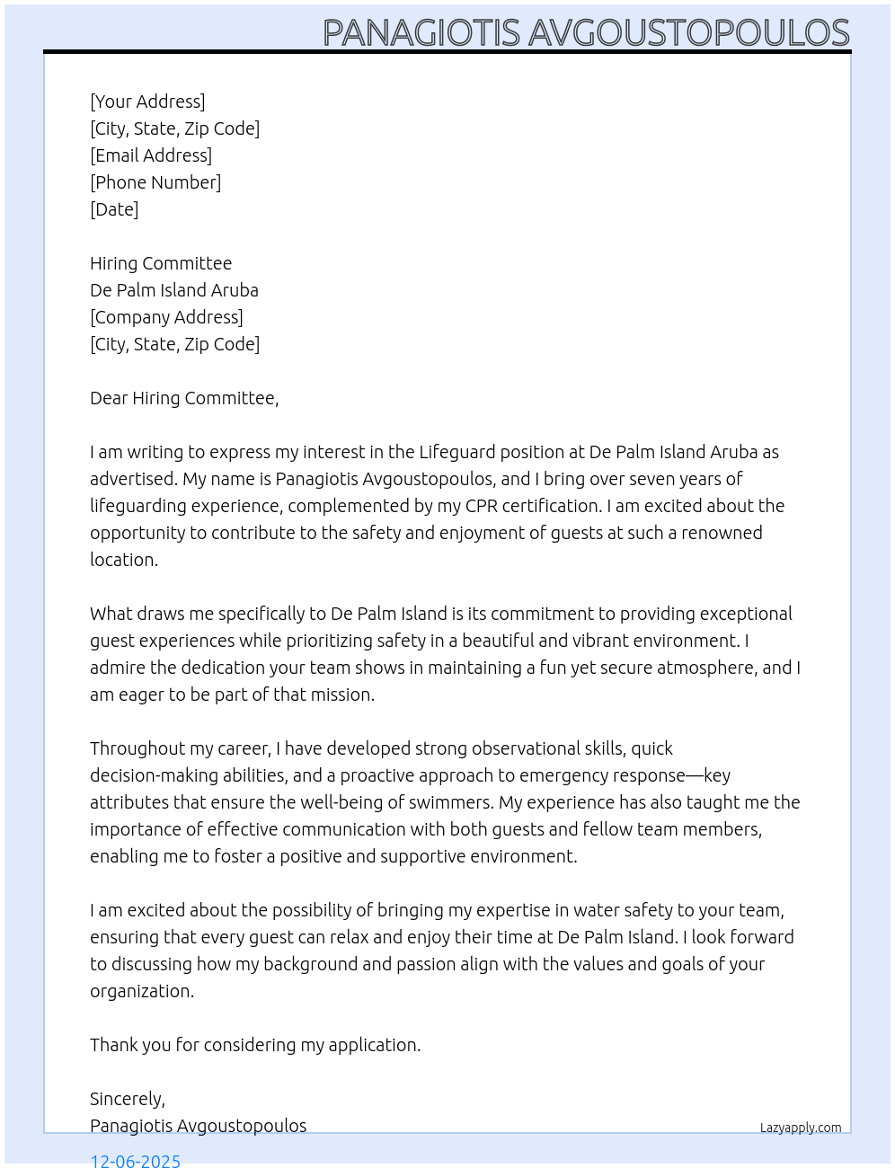 Cover letter for lifeguard - LazyApply