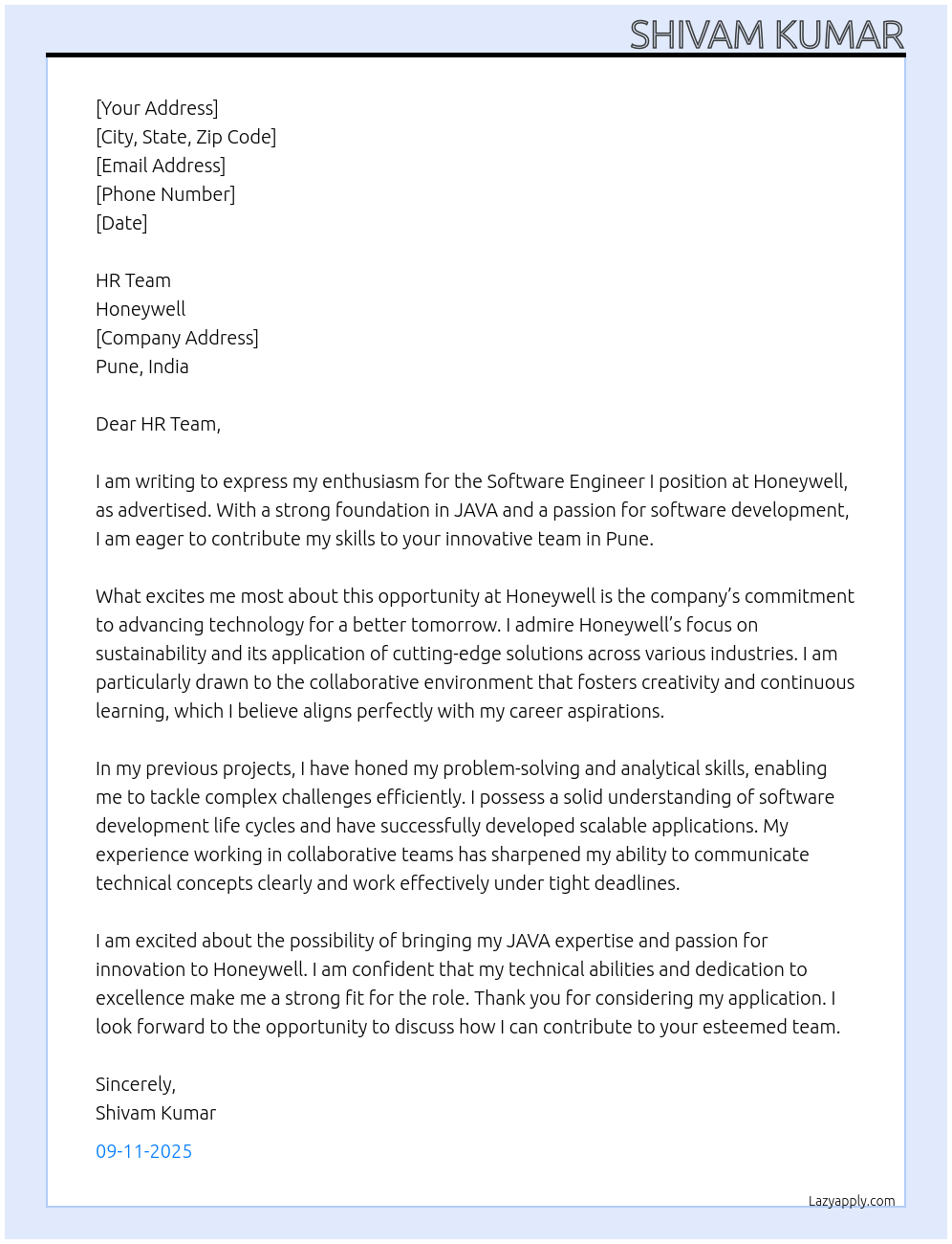 Cover letter for software engineer i - LazyApply