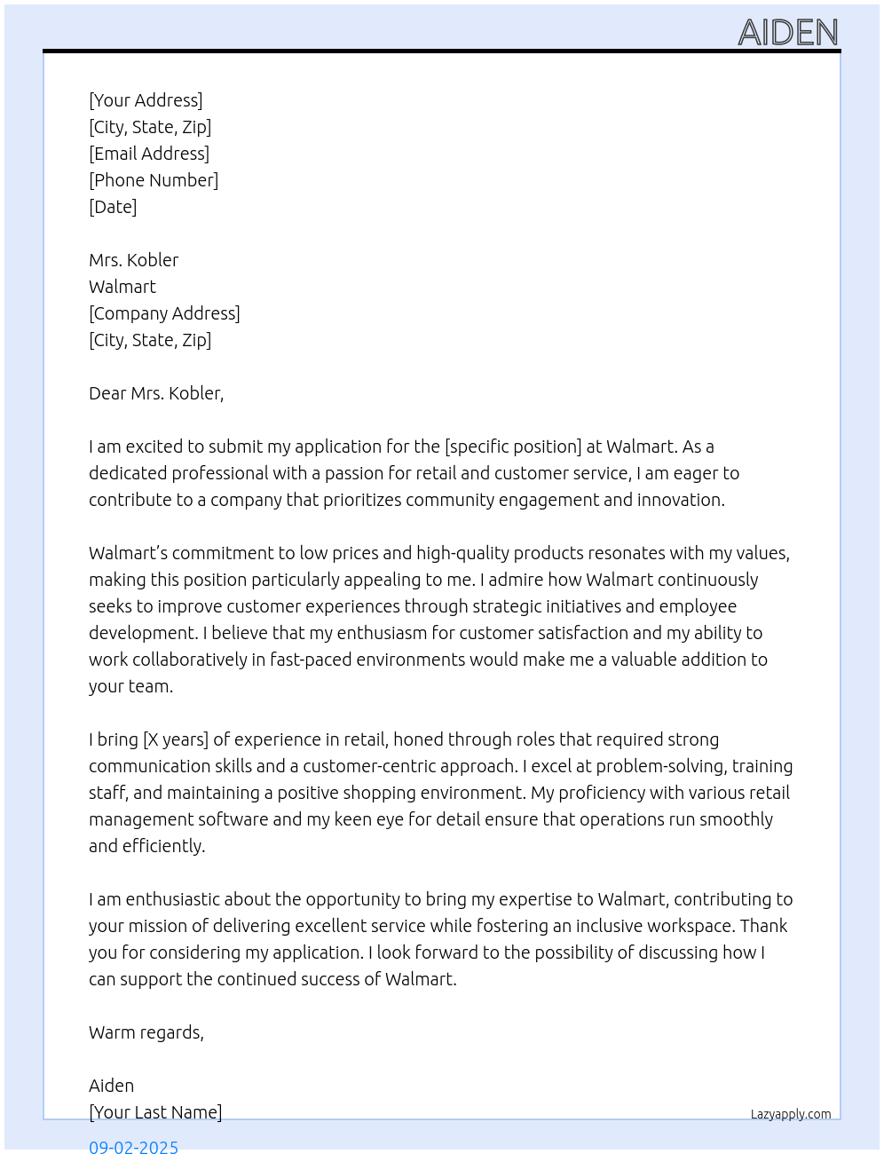 Walmart At Walmart Cover Letter