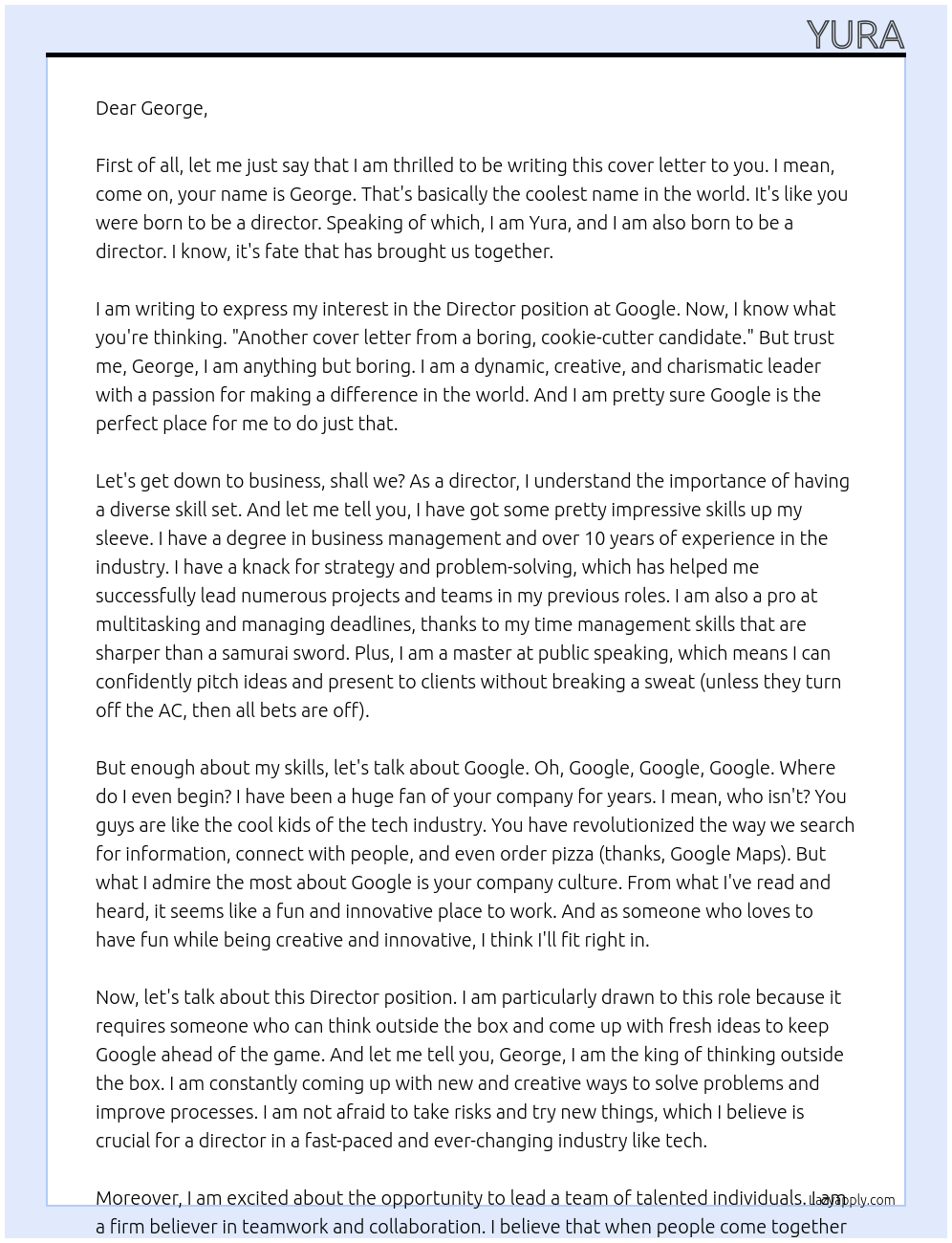 Director At Google Cover Letter