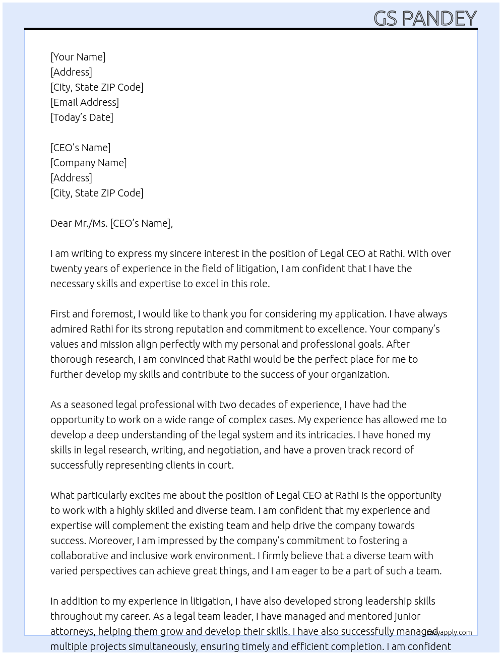 legal At Rathi Cover Letter