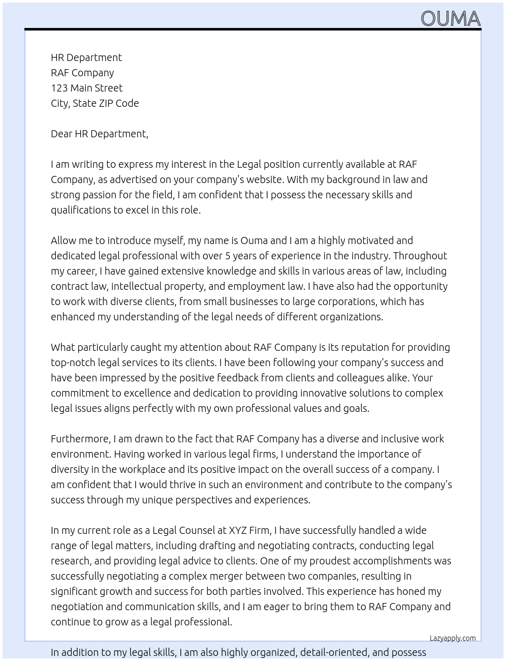 legal At raf Cover Letter