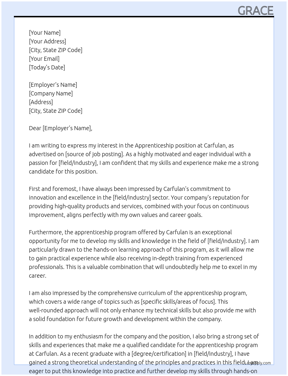 Apprenticeship At Carfulan Cover Letter