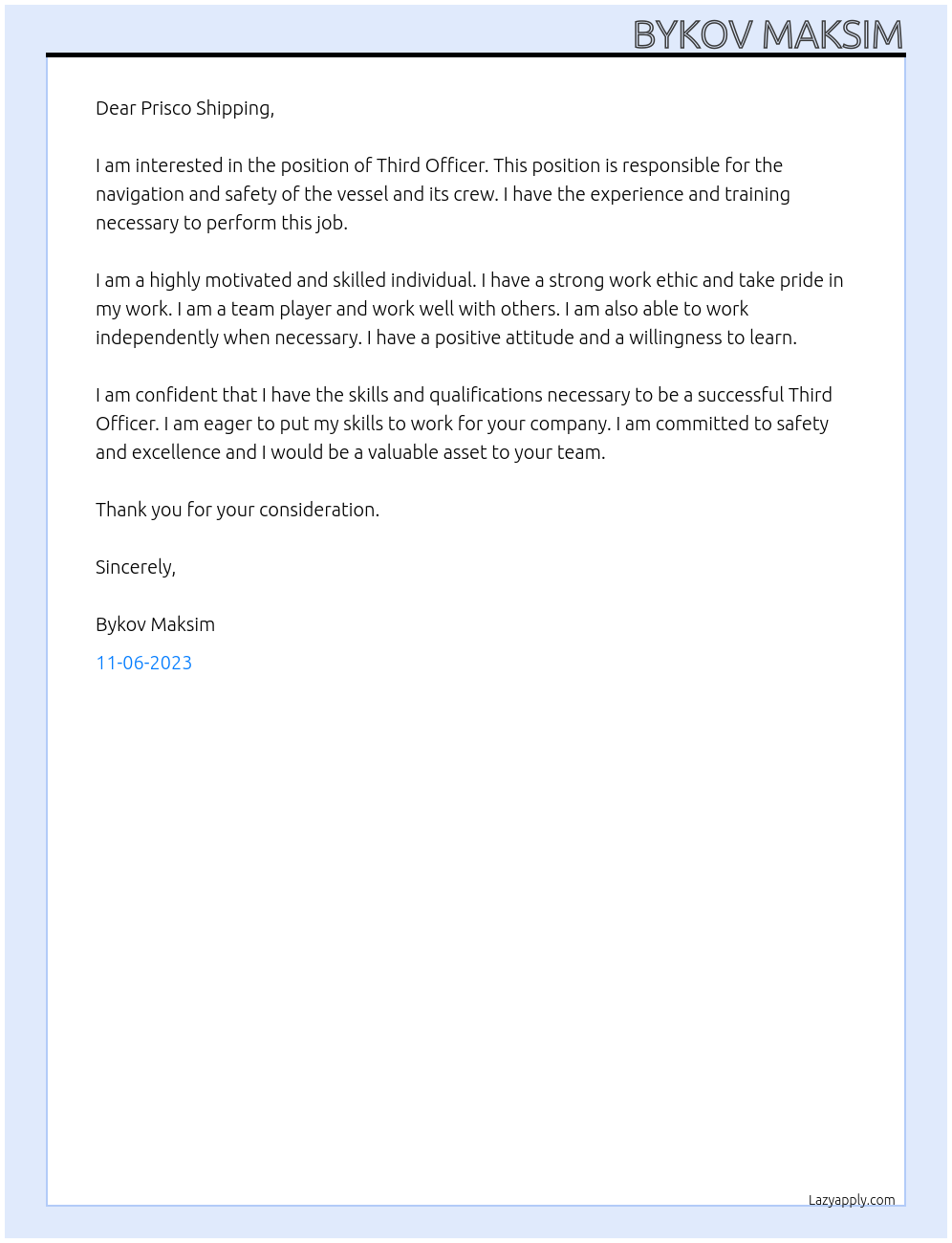 Cover letter for third officer - EDd7ebRzqmVbnA1Tm5mn 