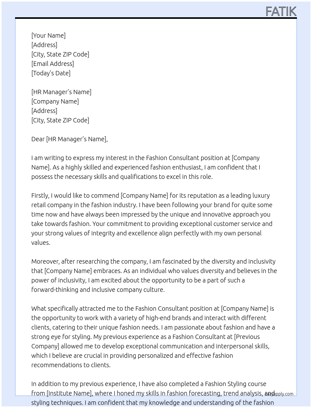 Fahsion consultant At chalhoub Cover Letter