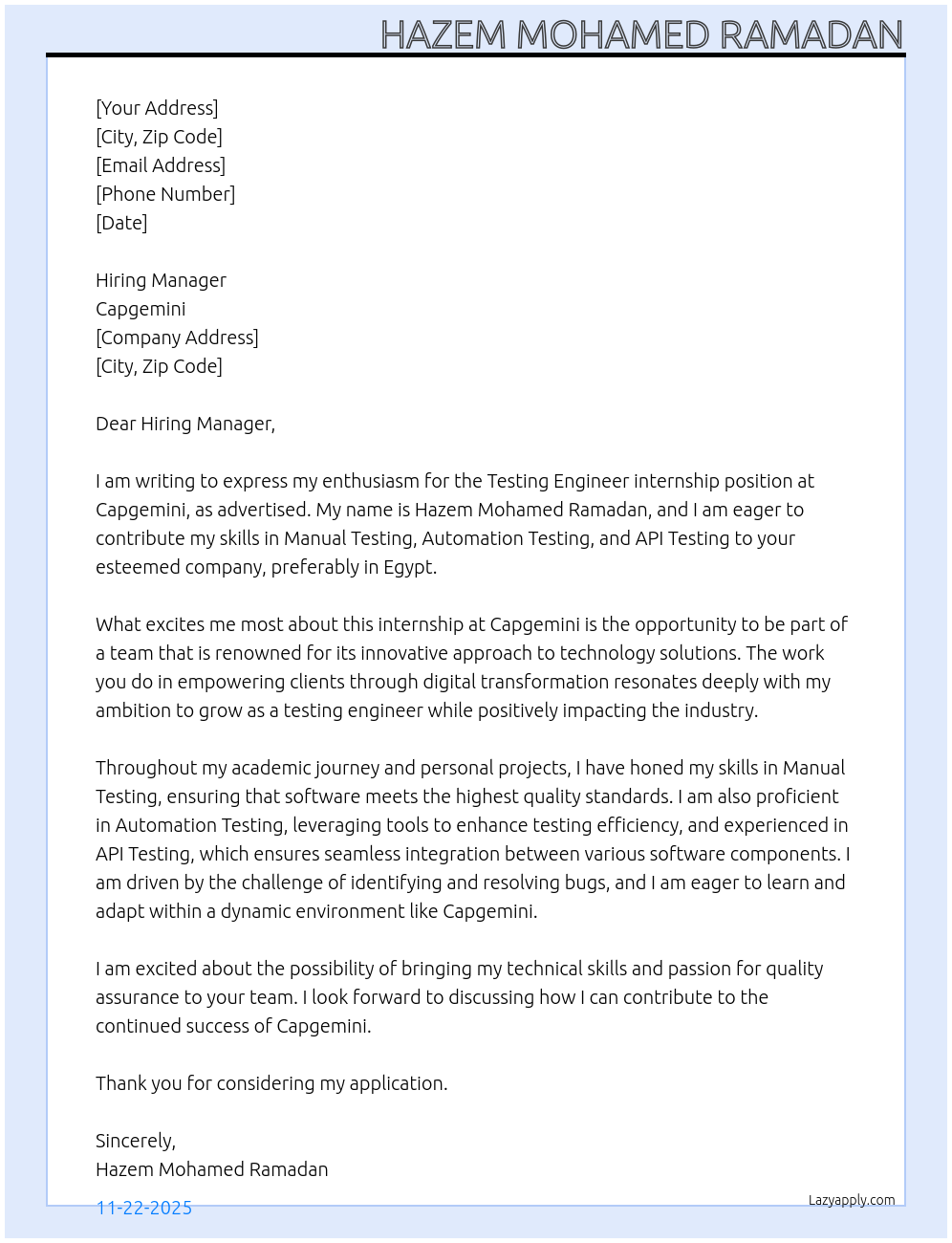 Cover letter for testing engineer - LazyApply
