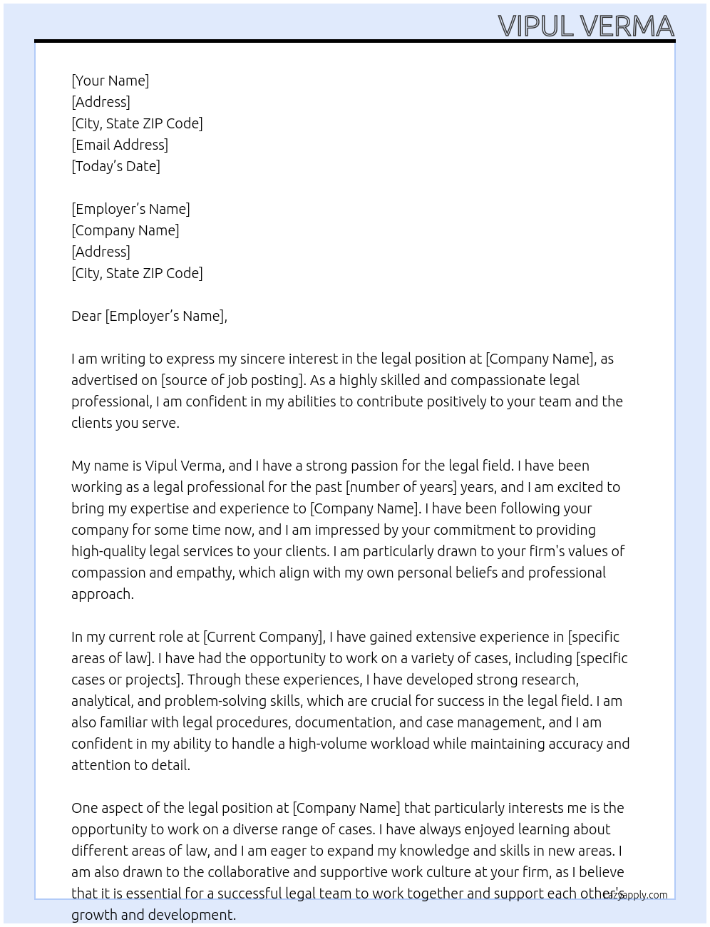 legal At law firms Cover Letter