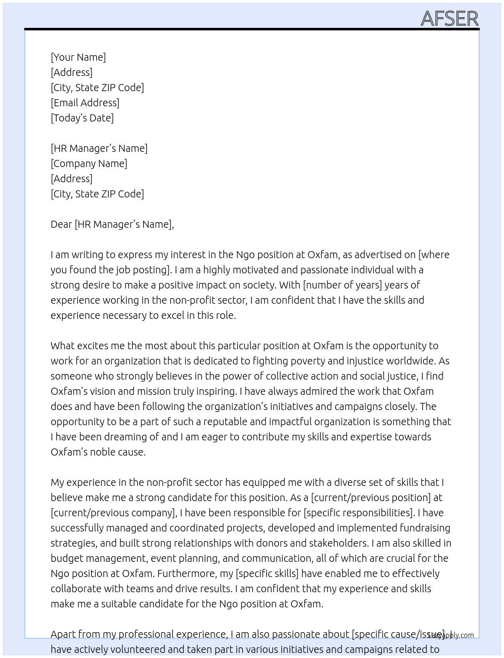 Ngo At Oxfom Cover Letter