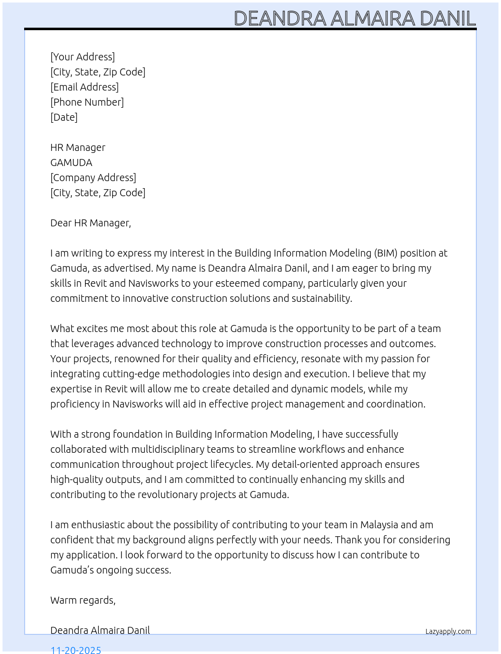 Cover letter for building information modeling - LazyApply
