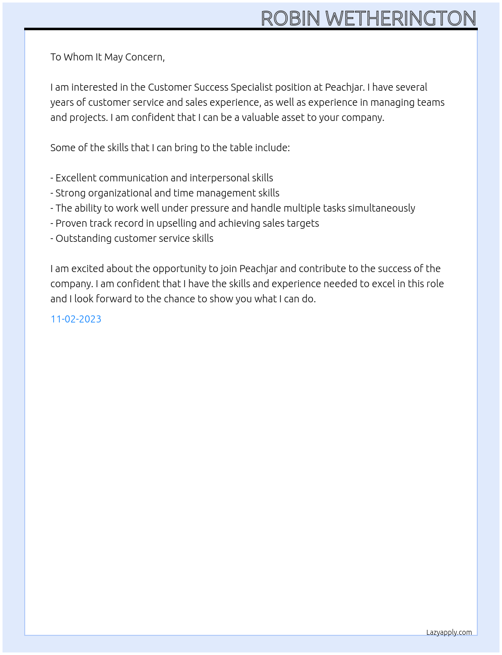 Customer Success Specialist At Peachjar Cover Letter
