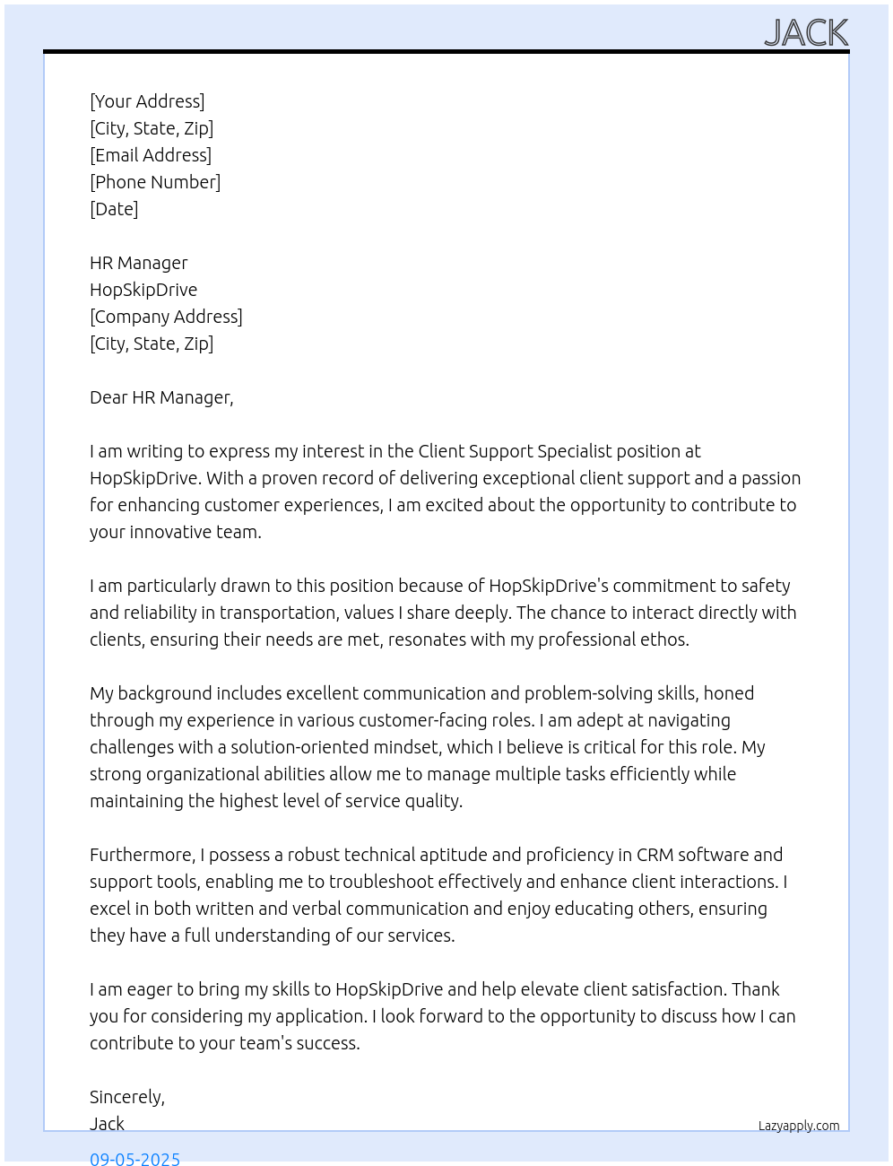 Cover letter for client support specialist - LazyApply