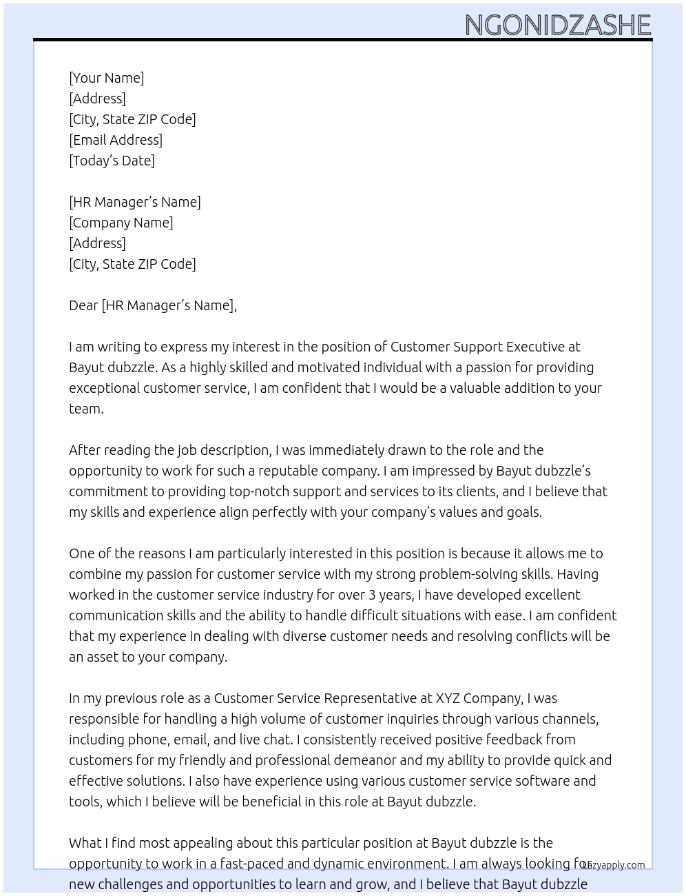 Customer Support Executive At Bayut dubzzle Cover Letter