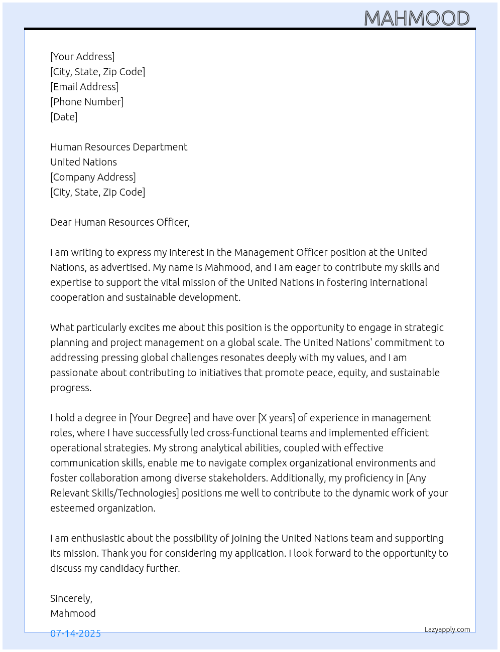 Cover letter for management officer - Gbz1lwXvJQEPIx1gpuoS 