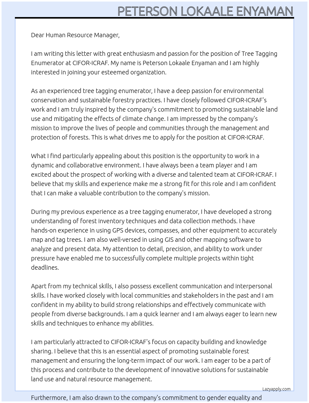 Cover letter for tree tagging enumerator - LazyApply