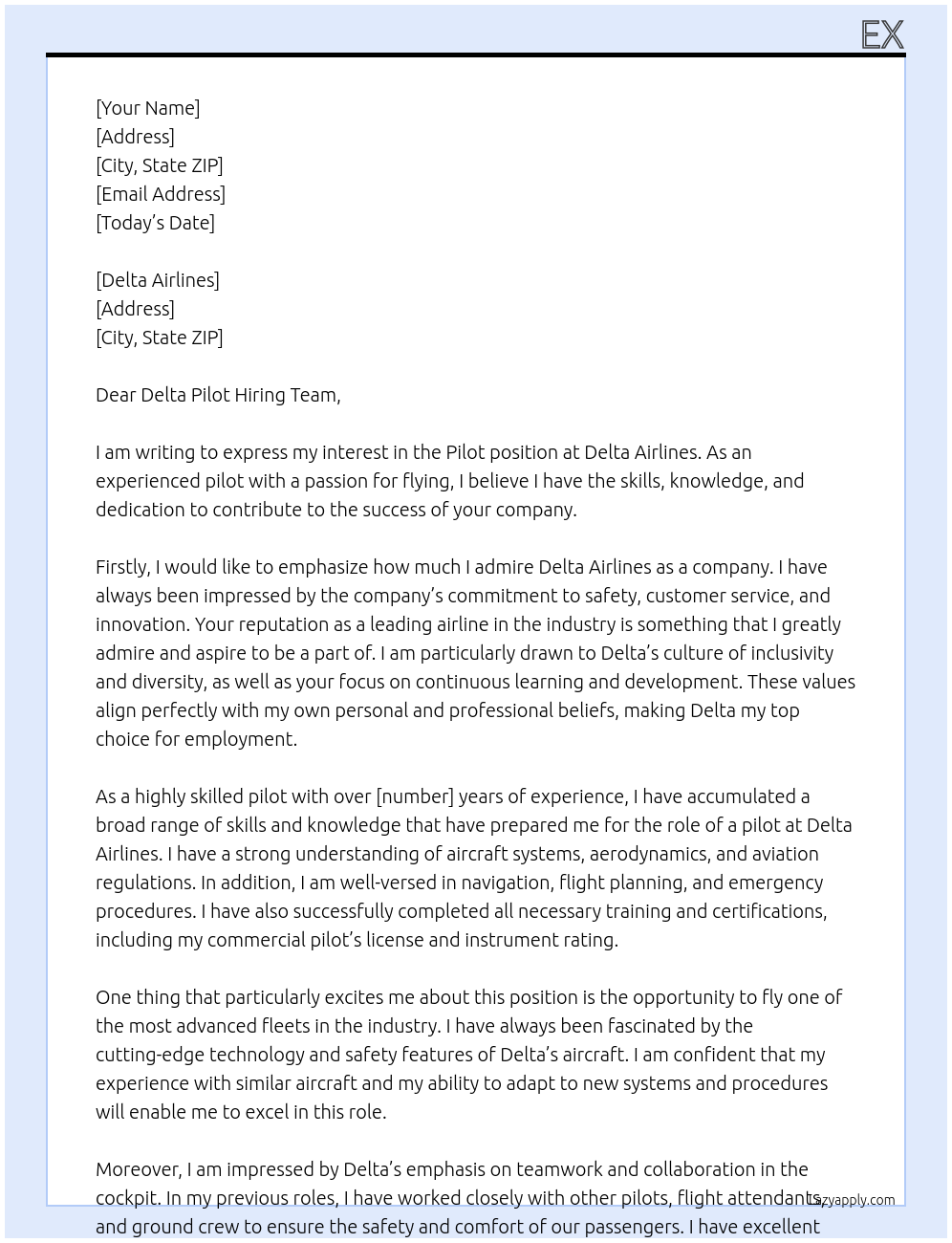 Pilot At Delta Cover Letter