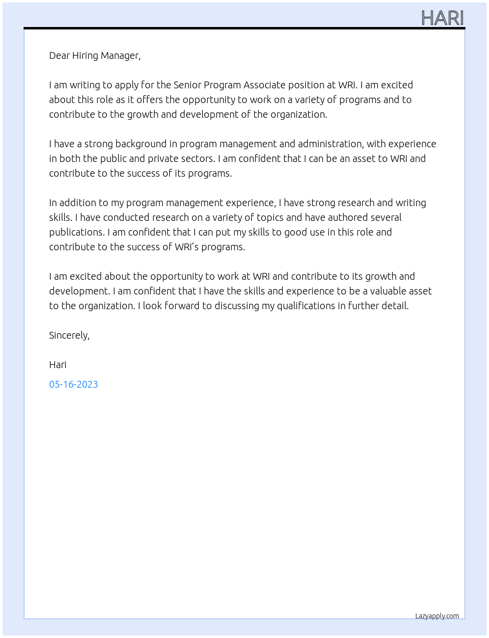 Cover letter for senior program - I7evrZyaq0QrDdrSbAJL 