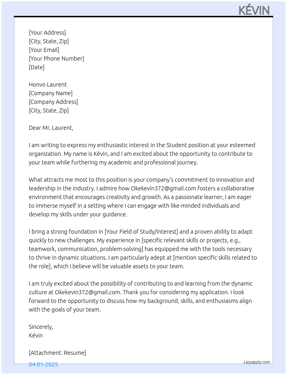 Student At okekevin372@gmail.com Cover Letter