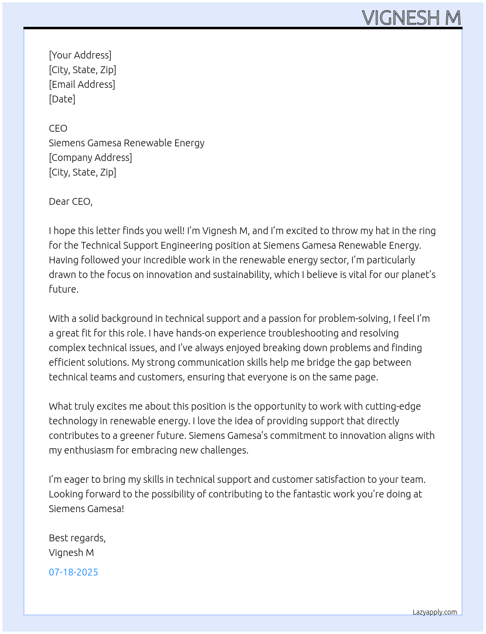 Cover letter for technical support - IwDDxx1GvXOxwd6WqOOP