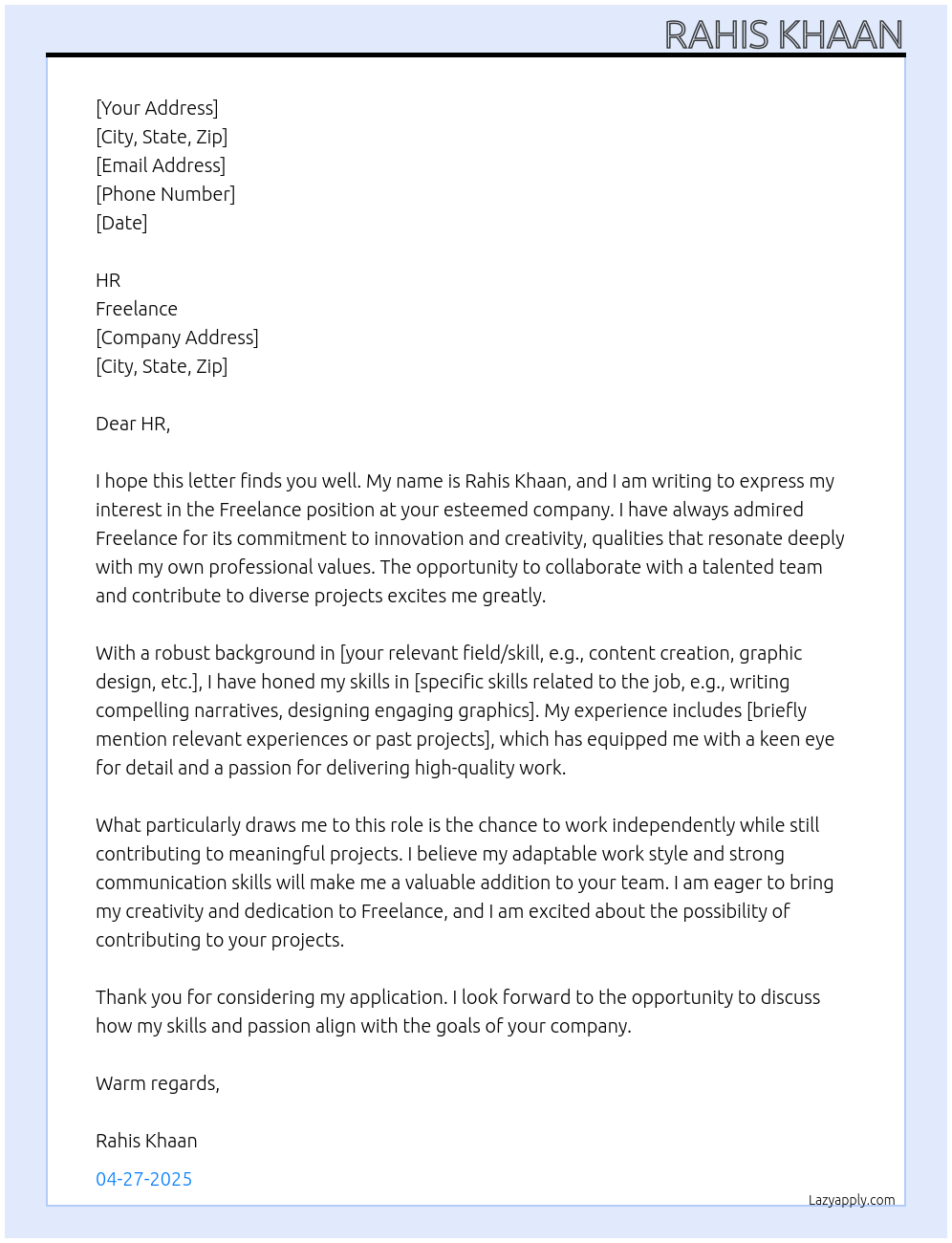 Freelance At Freelance Cover Letter