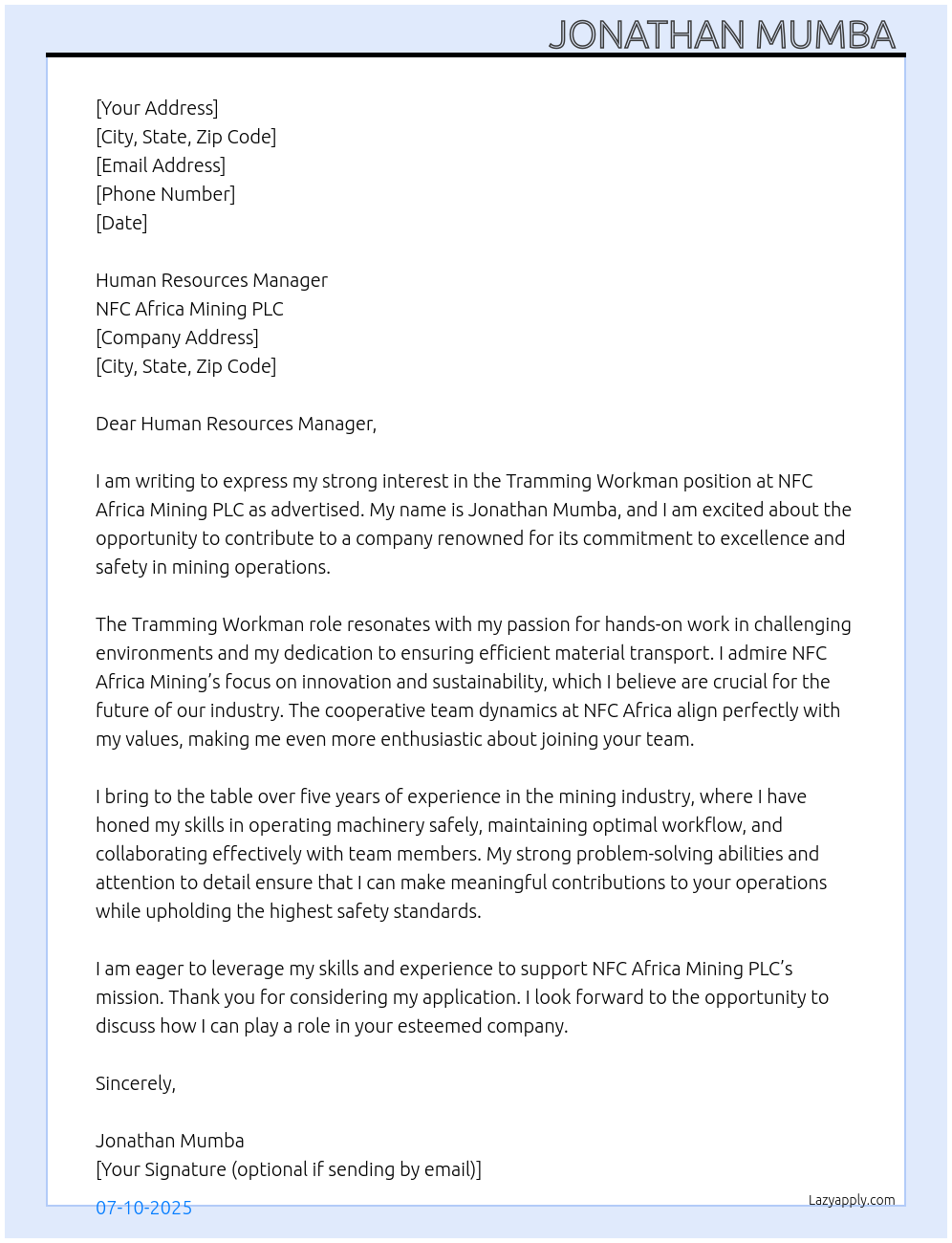 Cover letter for tramming workman - KwETAdvvaozj8v9grYFQ 