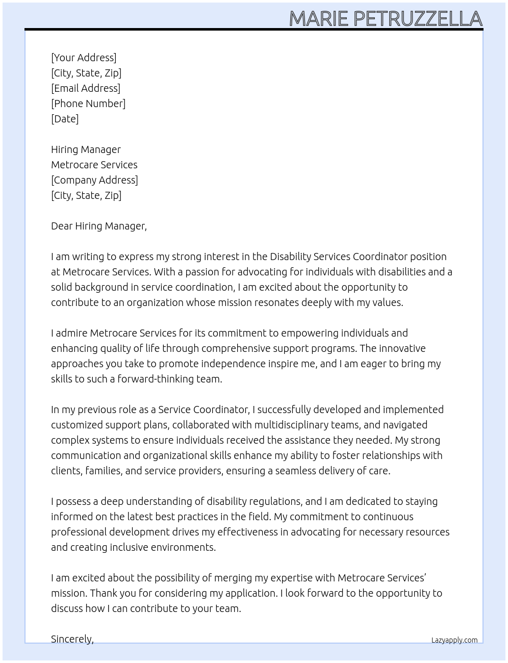 Cover letter for disability services coordinator - LazyApply