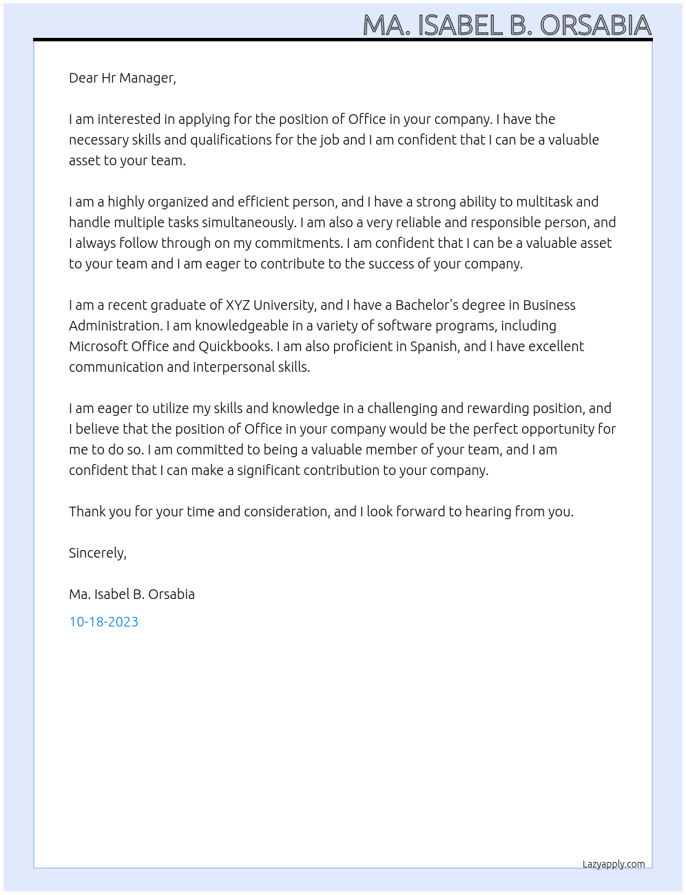 Office At Government Cover Letter