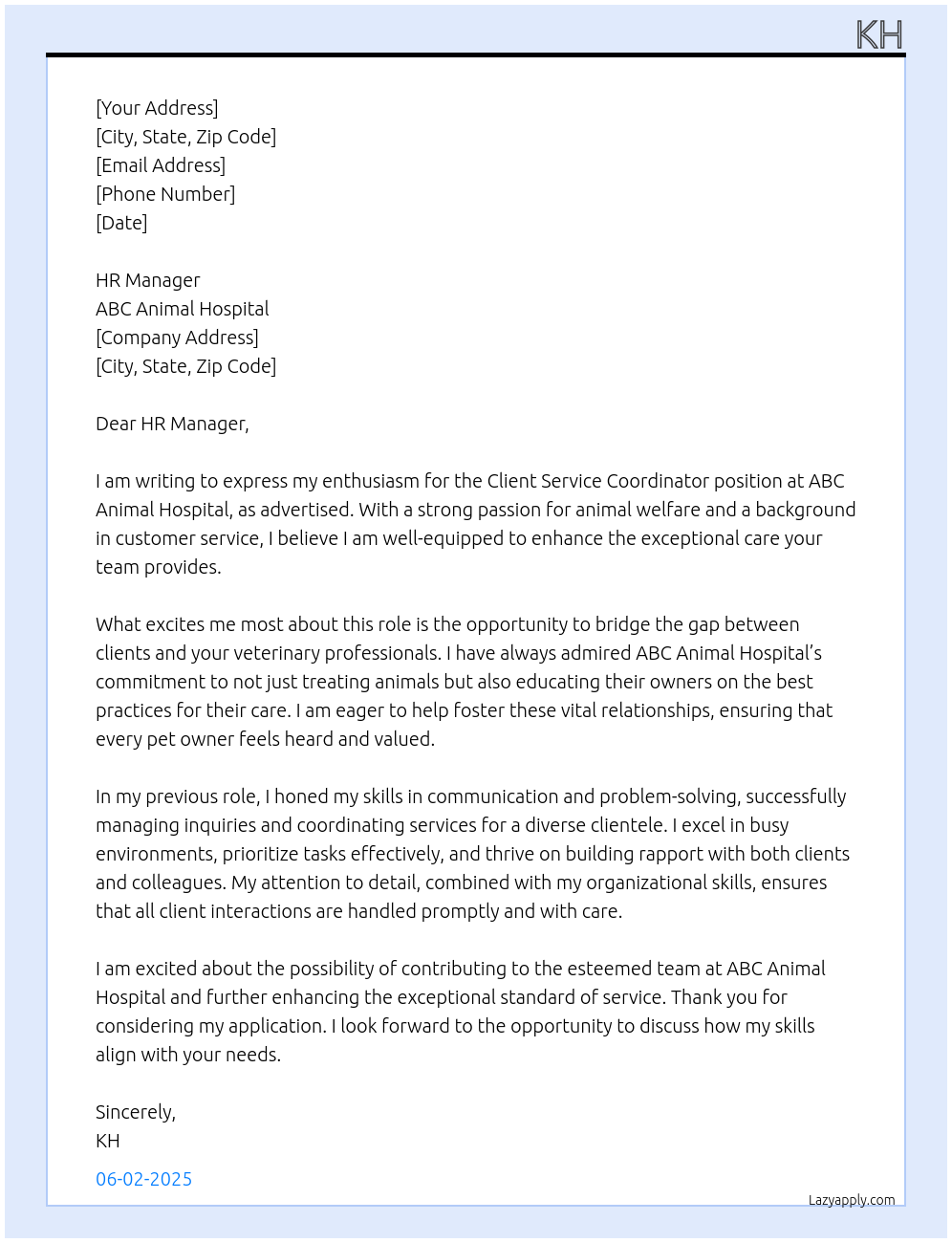 Cover letter for client service coordinator - LazyApply