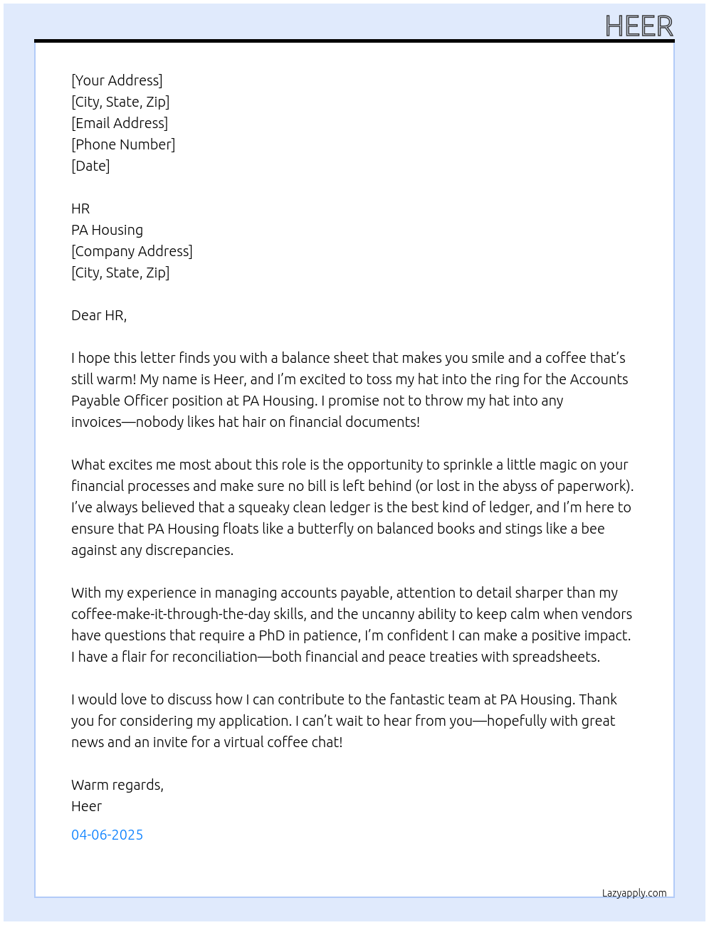 Cover letter for accounts payable officer - LazyApply