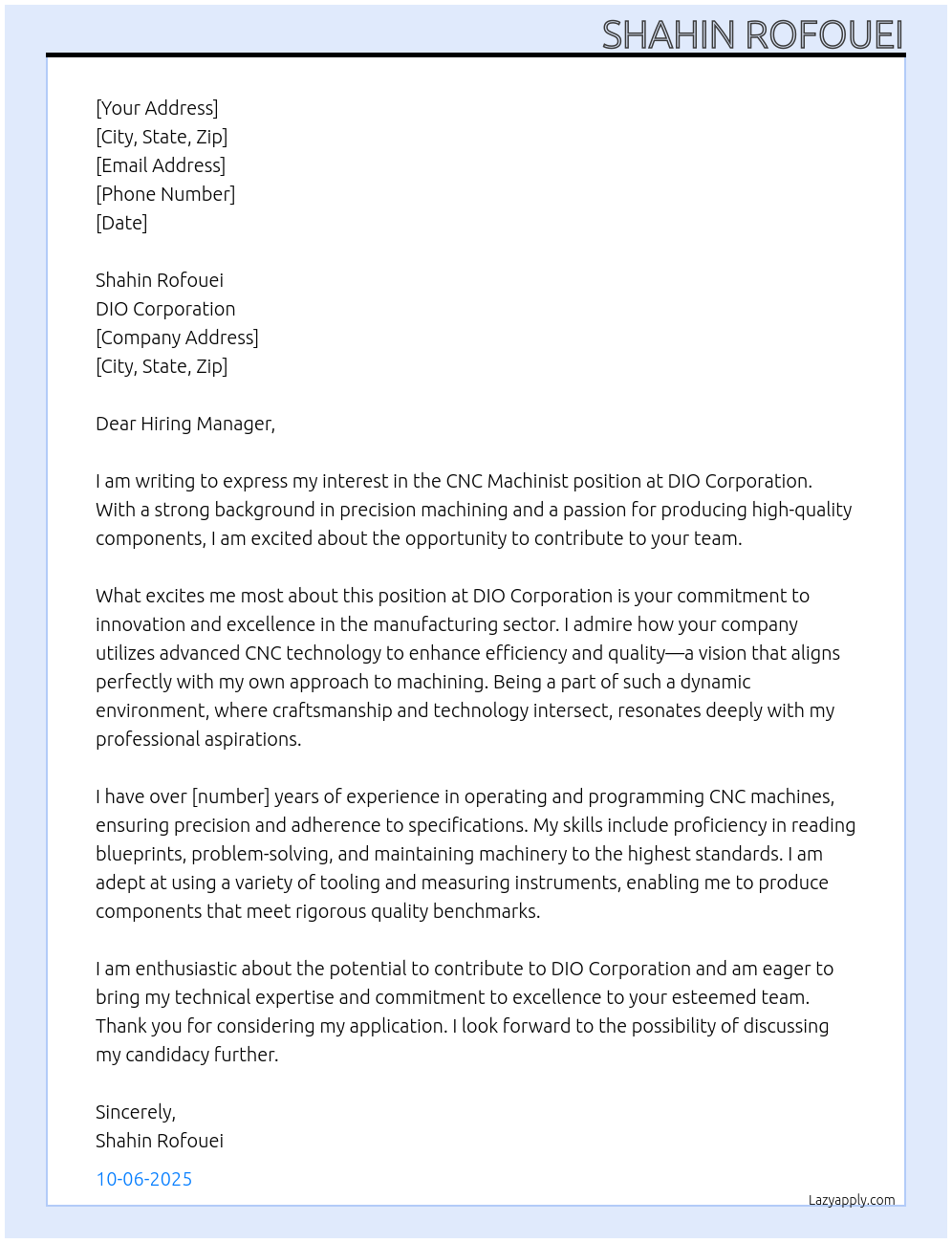 Cover letter for cnc machinist - LazyApply