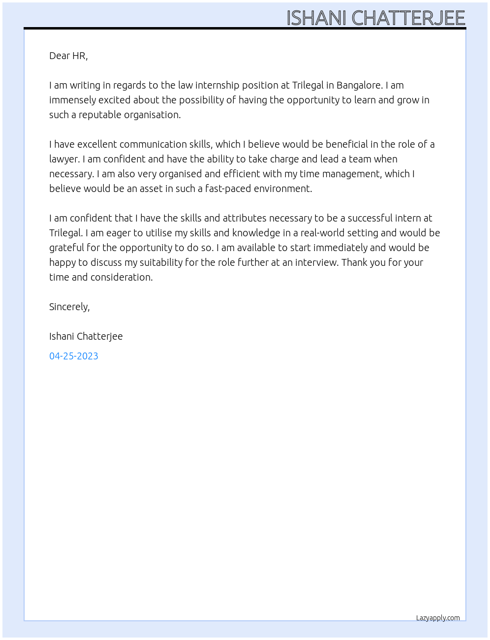 Law At Trilegal Cover Letter