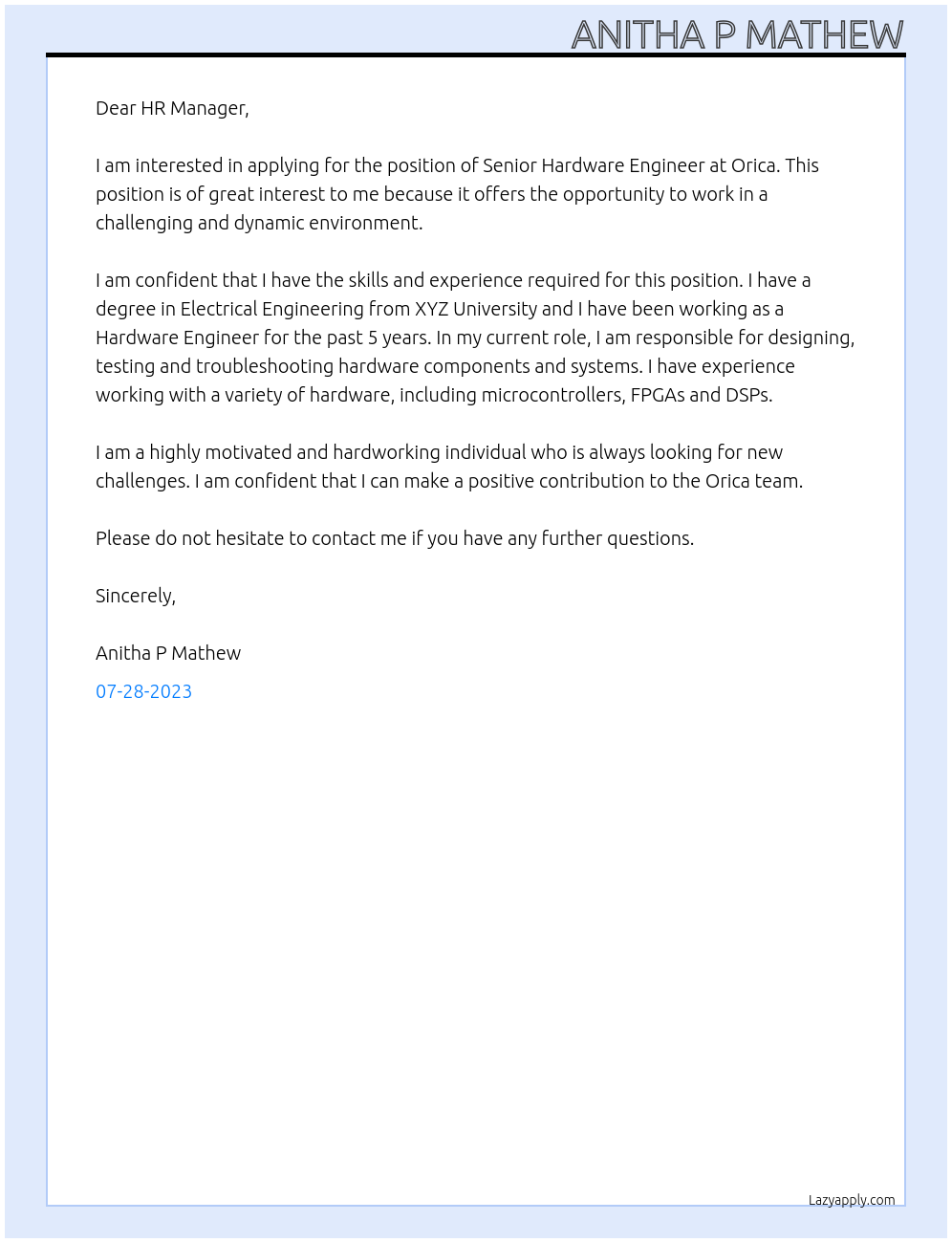 Cover letter for senior hardware - N7xqL2wyfVnwSSYrum1b